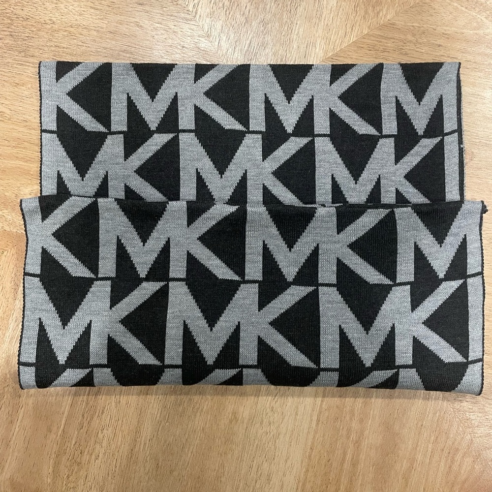 MK Infinity Scarf and Ear Warmers Set - Light Grey/Dark Grey $15